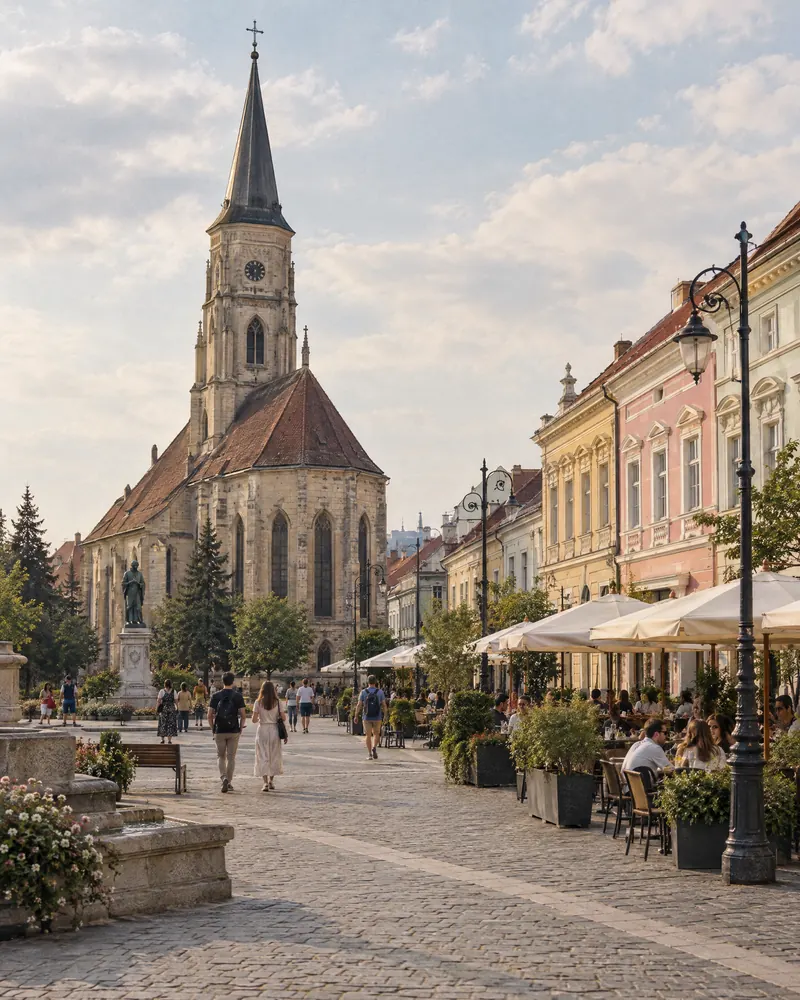 Cluj-Napoca street scene, natural light